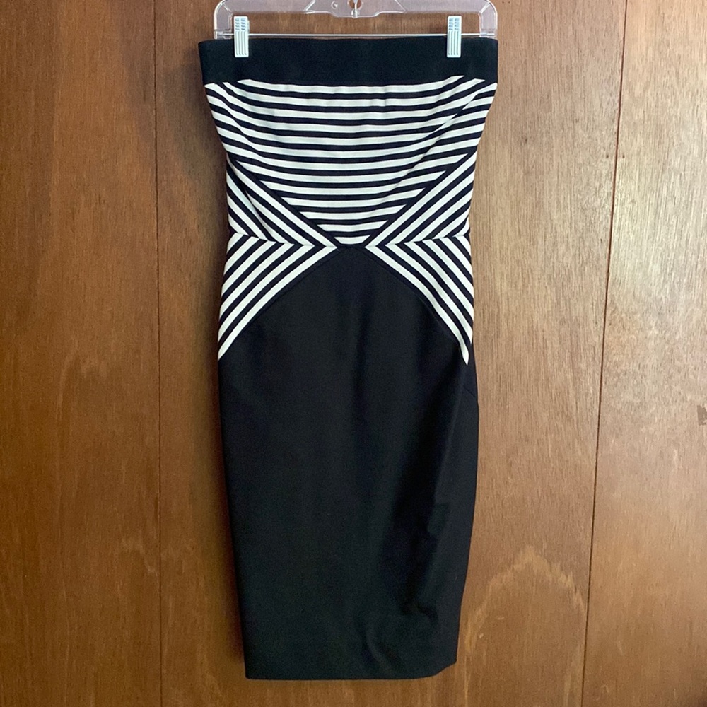 L’Agence Colorblock Strapless Dress
